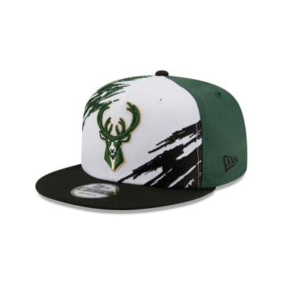 Green Milwaukee Bucks Hat - New Era NBA Splatter 9FIFTY Snapback Caps USA9076128